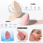 Makeup Sponges Set - Beauty Sponges Blending Blenders with 1 Holder and Egg Case, Flawless for Cream, Powder and Liquid (Pink, 4Pcs+1Holder+ Case)